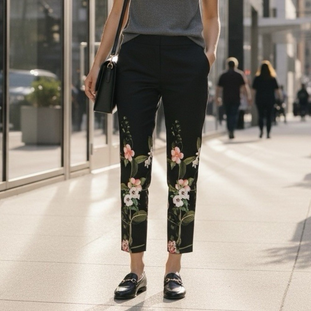 Ted Baker Hadas Secret Trellis Ankle Trousers Pants Size 1 US 4